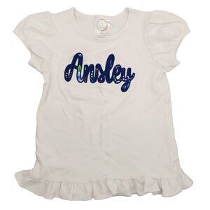 Girls BB Blanke Boutique "Ansley" Floral Embroidered Monogrammed Shirt Size 6